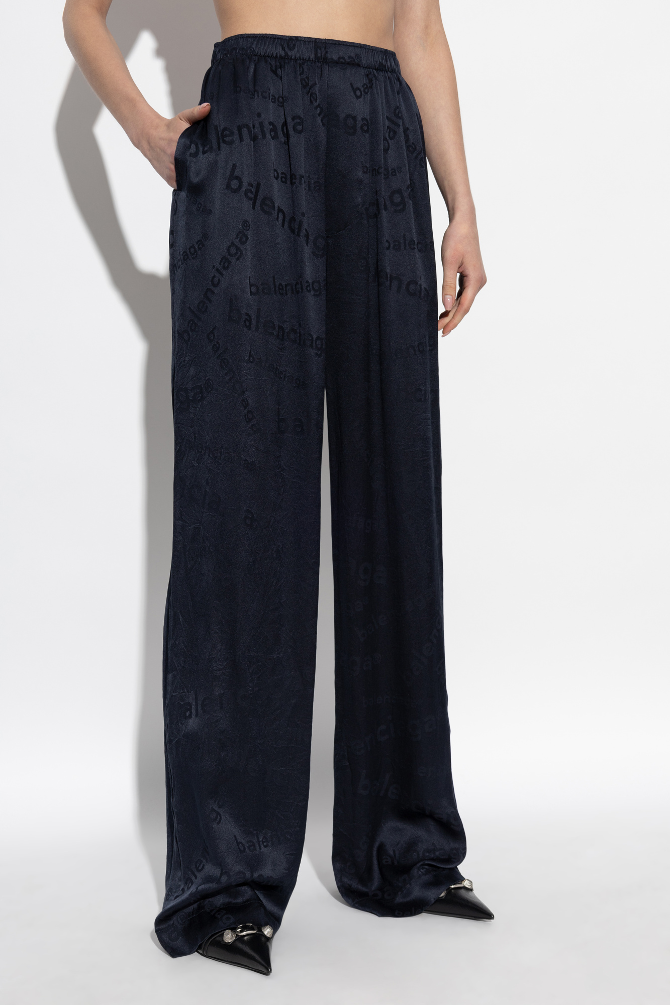 パンツ BALENCIAGA PANTS (681822TRN04 1083) Balenciaga Silk trousers with monogram | Women's Clothing